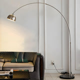 Adjustable Height Sliver Modern Arched Floor Lamp Image - 5