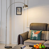 Adjustable Height Sliver Modern Arched Floor Lamp Image - 7