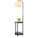 Adjustable Height Storage Shlef Side  Table Floor Lamp Image - 7