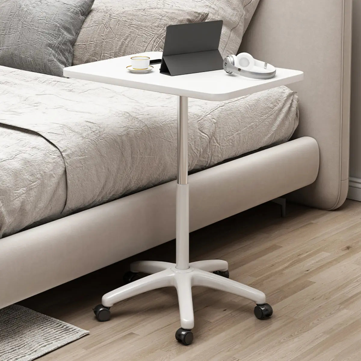 Adjustable Height White Wood Narrow Small Standing Desk Image - 1