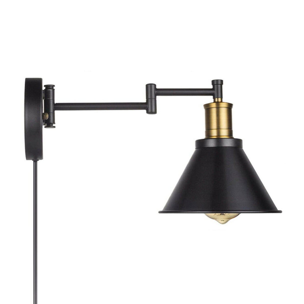 Adjustable Industrial Black Conical Vanity Wall Light Image - 5