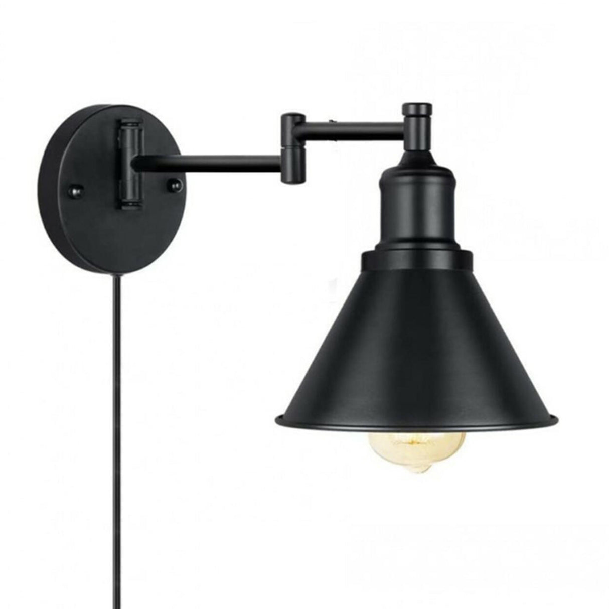 Adjustable Industrial Black Conical Vanity Wall Light Image - 6