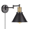 Adjustable Industrial Black Conical Vanity Wall Light Image - 7