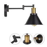 Adjustable Industrial Black Conical Vanity Wall Light Image - 9