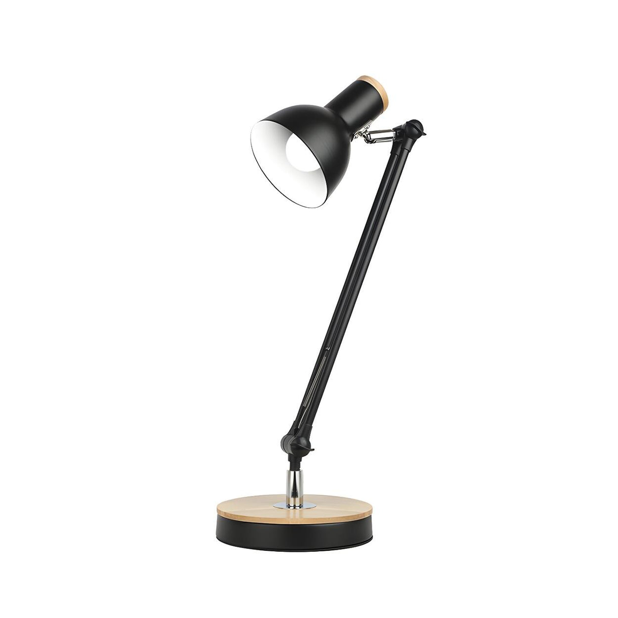 Adjustable Industrial Black Wood Base Desk Lamp Image - 4