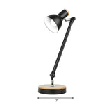 Adjustable Industrial Black Wood Base Desk Lamp #size