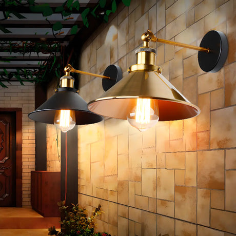 Adjustable Industrial Cone Metal Wall Sconce Set Image - 1