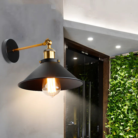 Adjustable Industrial Cone Metal Wall Sconce Set Image - 2