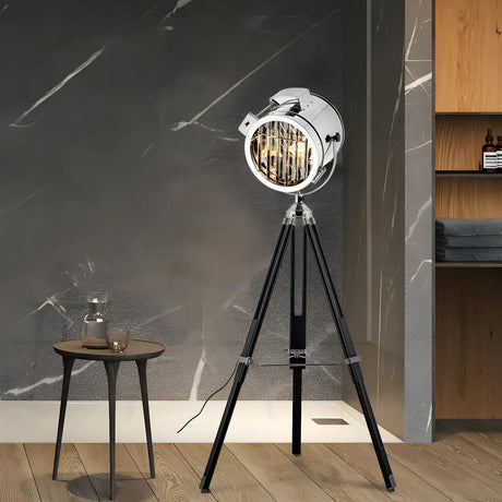 Adjustable Industrial Metallic Sliver Cylinder Floor Lamp Image - 1