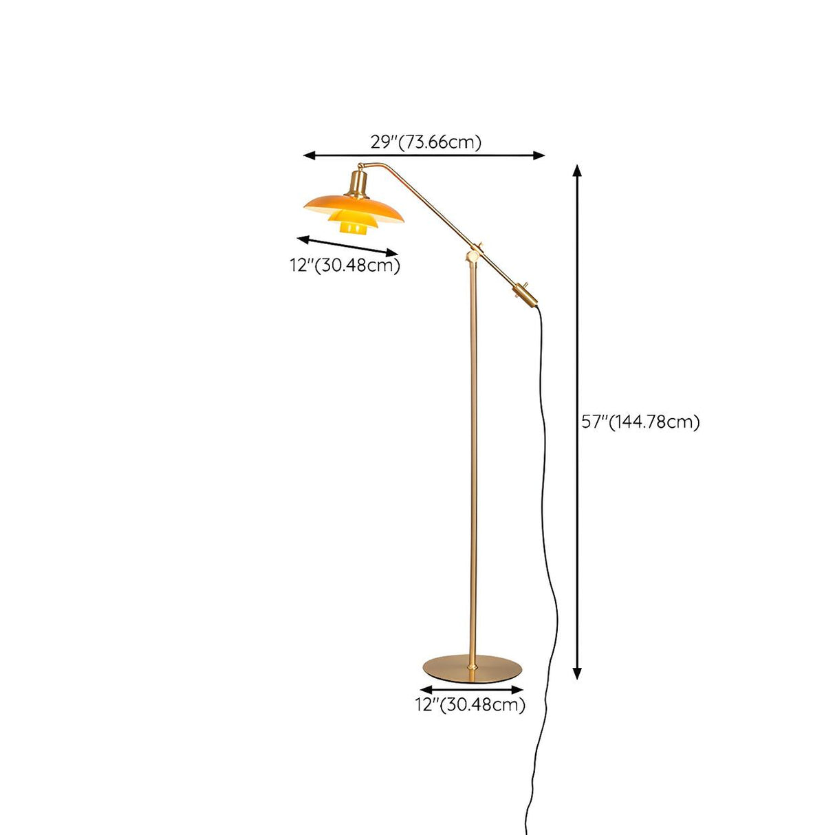 Adjustable Industrial Yellow Tiered Cone Floor Lamp 