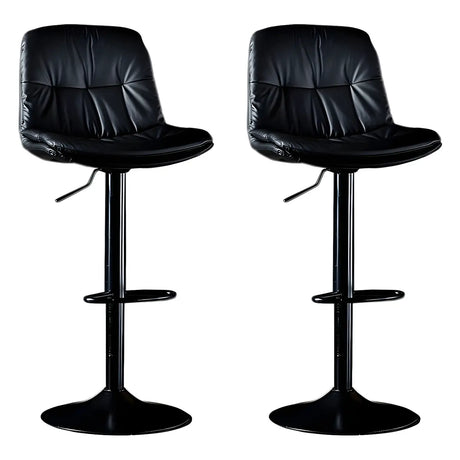 Adjustable Leather Backrest Armless Swivel Bar Stool Image - 2