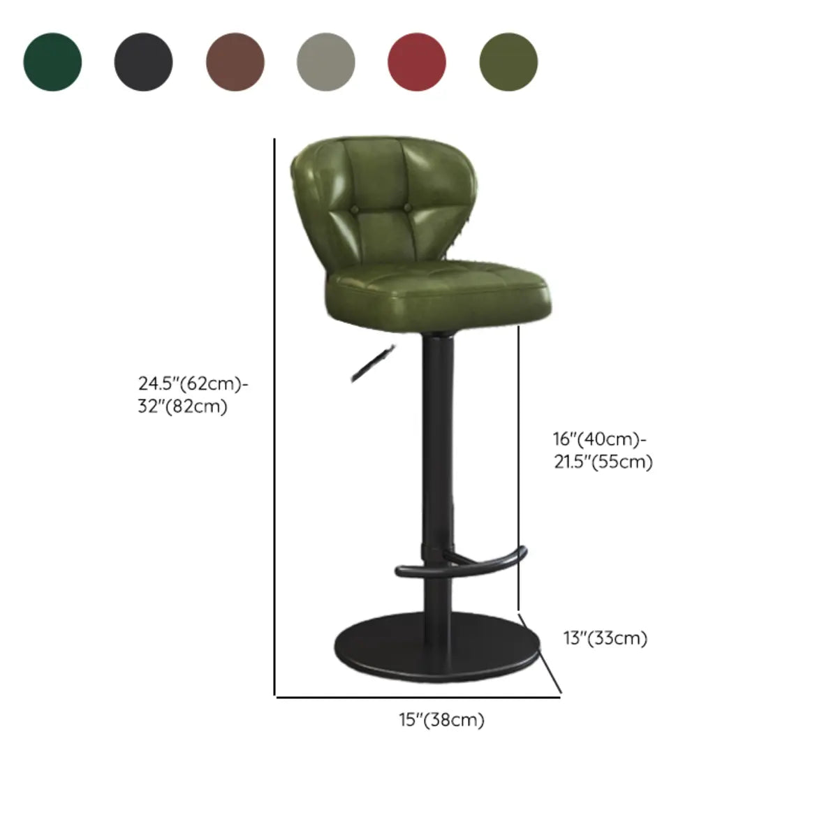 Adjustable Leather Backrest Swivel Pedestal Bar Stool 