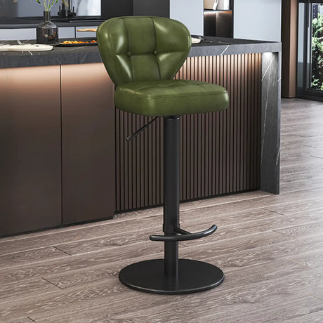 Adjustable Leather Backrest Swivel Pedestal Bar Stool Image - 2