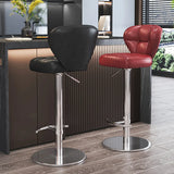 Adjustable Leather Backrest Swivel Pedestal Bar Stool Image - 4