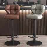 Adjustable Leather Backrest Swivel Pedestal Bar Stool Image - 6