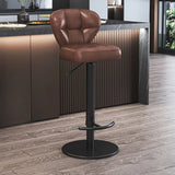 Adjustable Leather Backrest Swivel Pedestal Bar Stool Image - 7