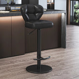 Adjustable Leather Backrest Swivel Pedestal Bar Stool Image - 9