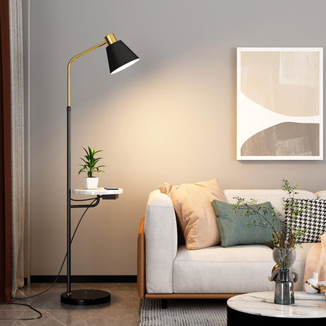 Adjustable Marble Side Table Modern Cone Floor Lamp Image - 1