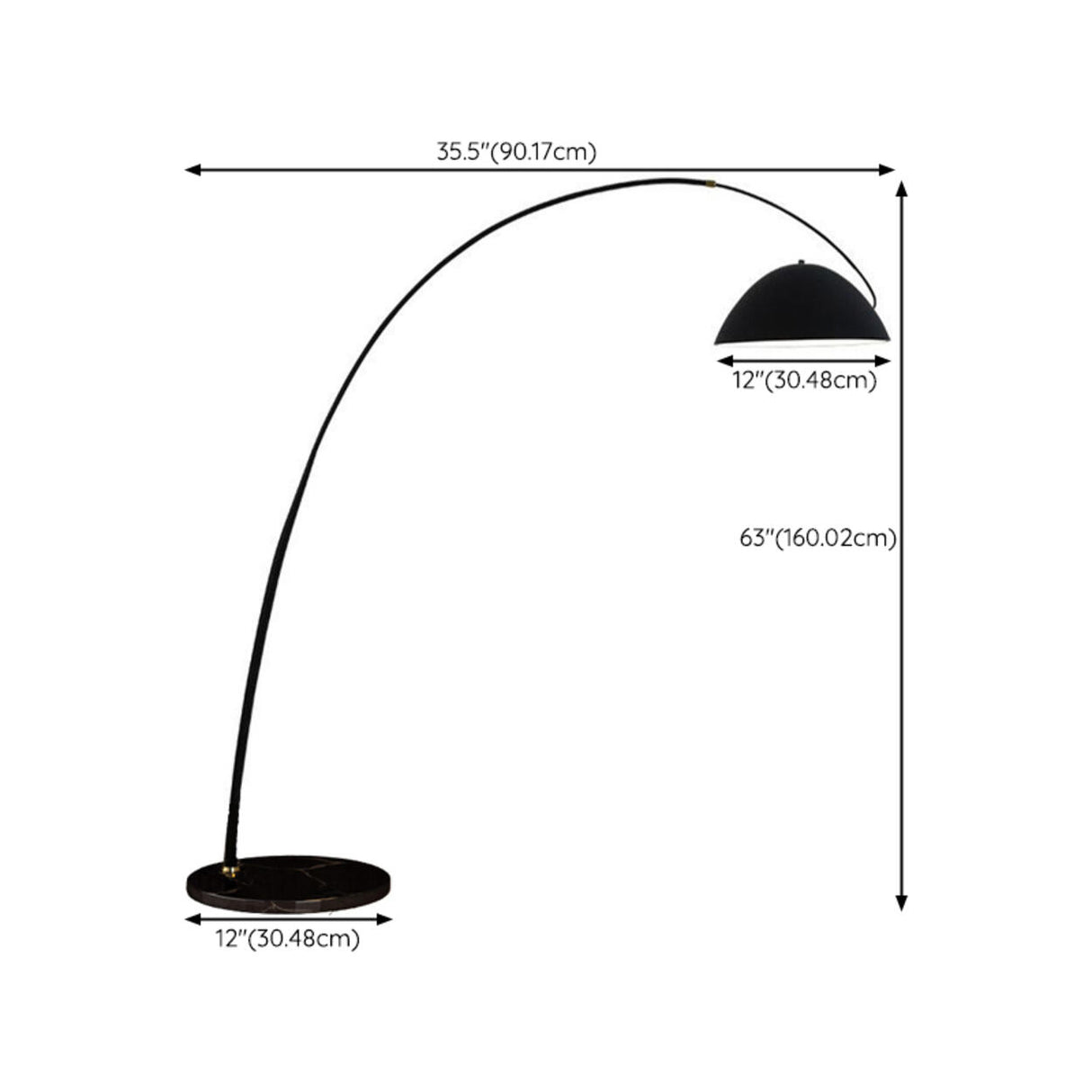 Adjustable Metal Black Dome and Arc Floor Lamp 