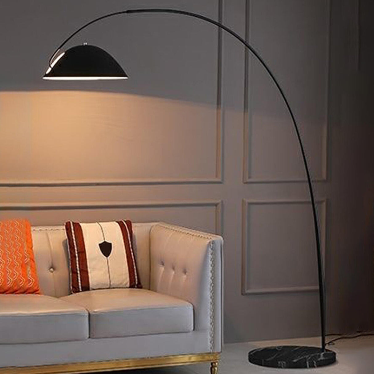 Adjustable Metal Black Dome and Arc Floor Lamp Image - 7