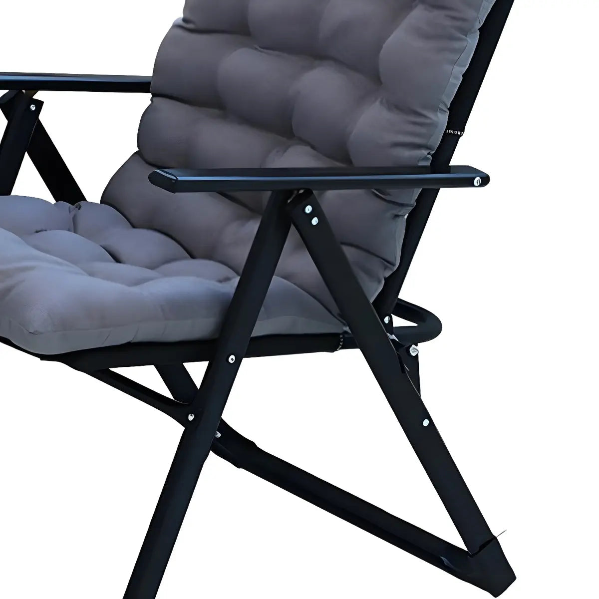 Adjustable Metal Frame Blue Modern Cotton Recliner Image - 16