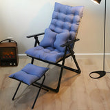 Adjustable Metal Frame Blue Modern Cotton Recliner Image - 9