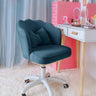 Adjustable Milky White Shell Upholstered Swivel Vanity Chair Image - 11