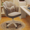 Adjustable Milky White Shell Upholstered Swivel Vanity Chair Image - 17