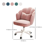 Adjustable Milky White Shell Upholstered Swivel Vanity Chair #size