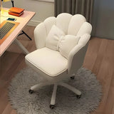 Adjustable Milky White Shell Upholstered Swivel Vanity Chair Image - 4