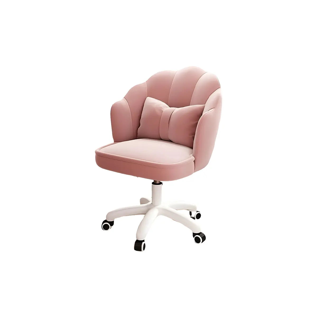 Adjustable Milky White Shell Upholstered Swivel Vanity Chair Image - 9