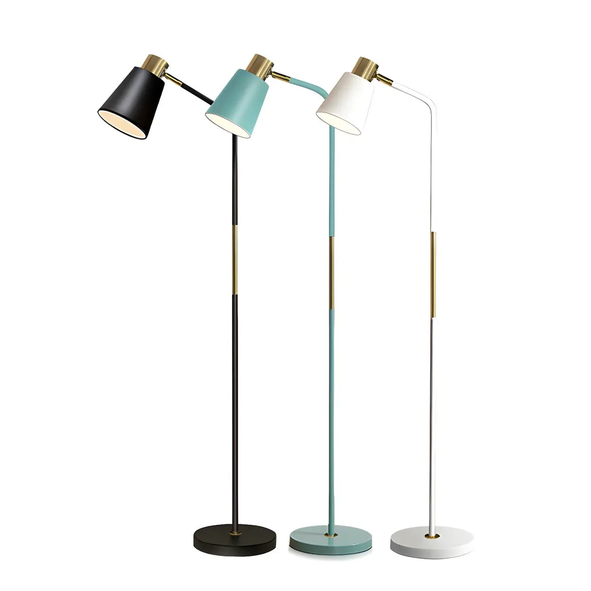 Adjustable Minimalist Green Tapered Metal Floor Lamp Image - 5