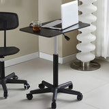 Adjustable Mobile Black Wood Casters Standing Desk Image - 4