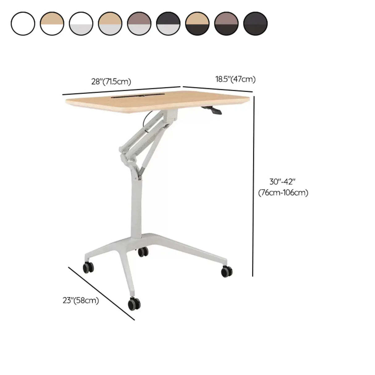 Adjustable Mobile Wood Casters Small Standing Desk 