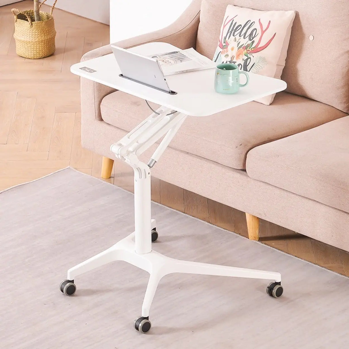 Adjustable Mobile Wood Casters Small Standing Desk Image - 5