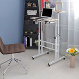 Adjustable Mobile Wood Top Casters T-Base Standing Desk Image - 1