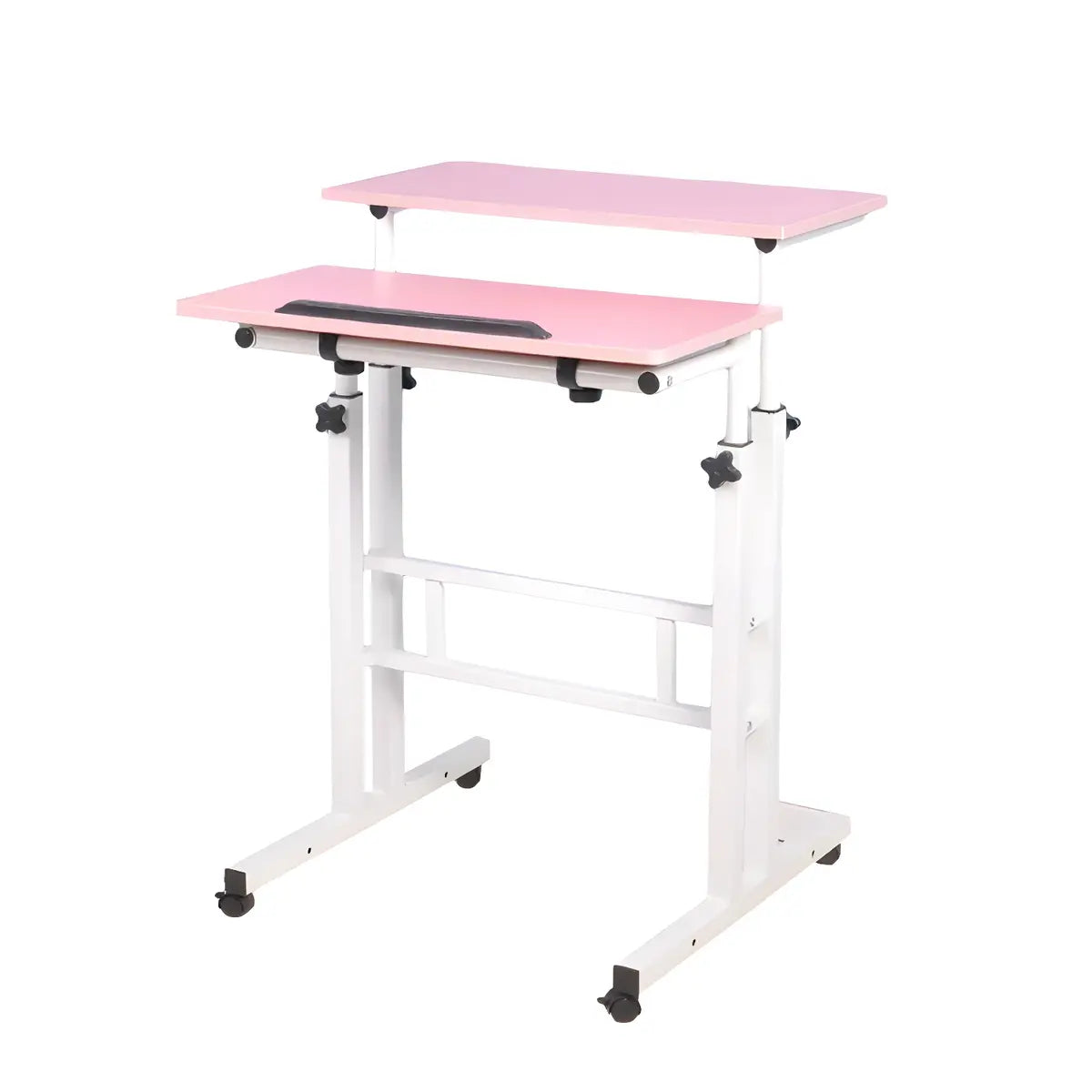 Adjustable Mobile Wood Top Casters T-Base Standing Desk Image - 10