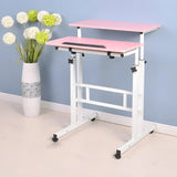 Adjustable Mobile Wood Top Casters T-Base Standing Desk Image - 2