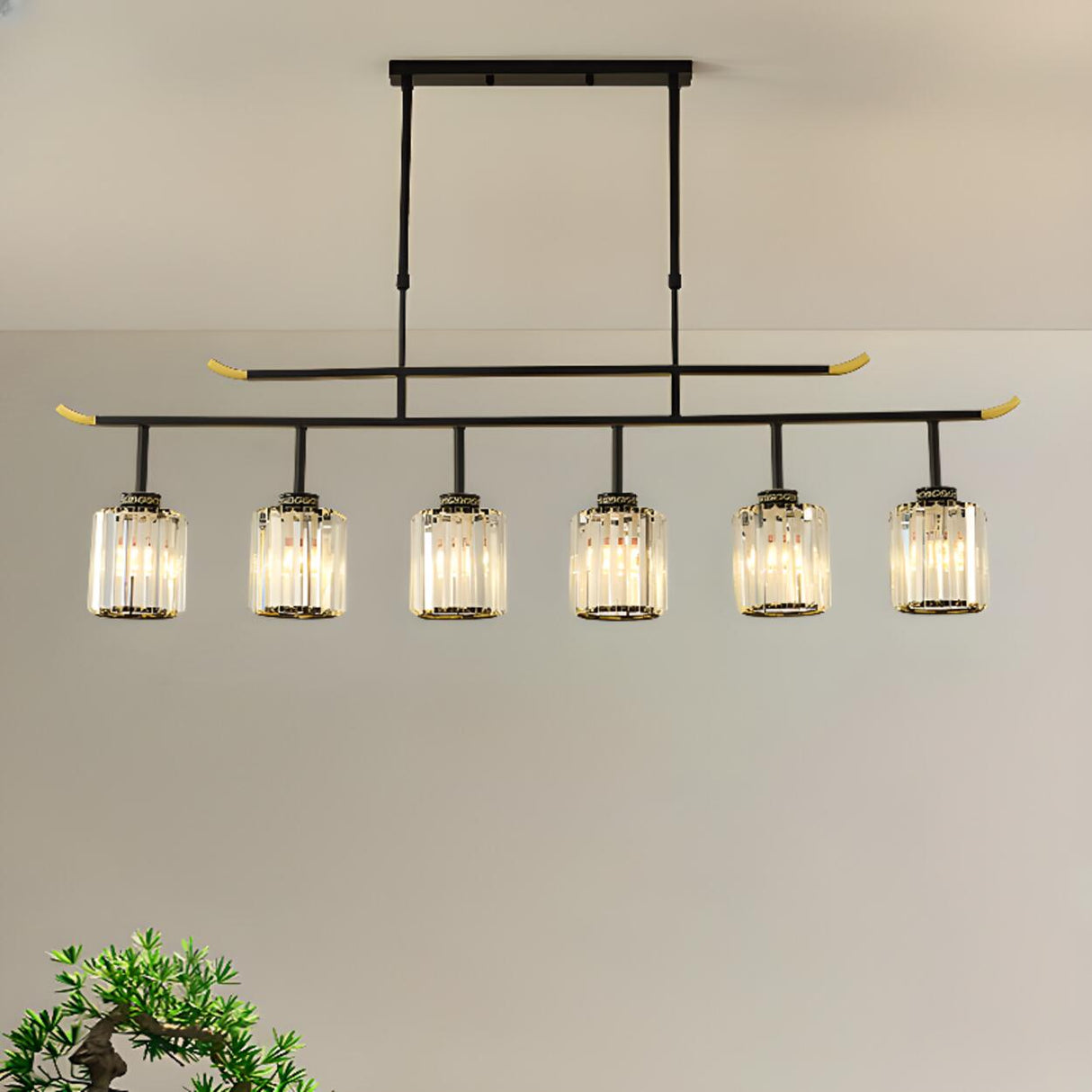 Adjustable Modern 6-Light Cylinder Island Pendant Light Image - 1