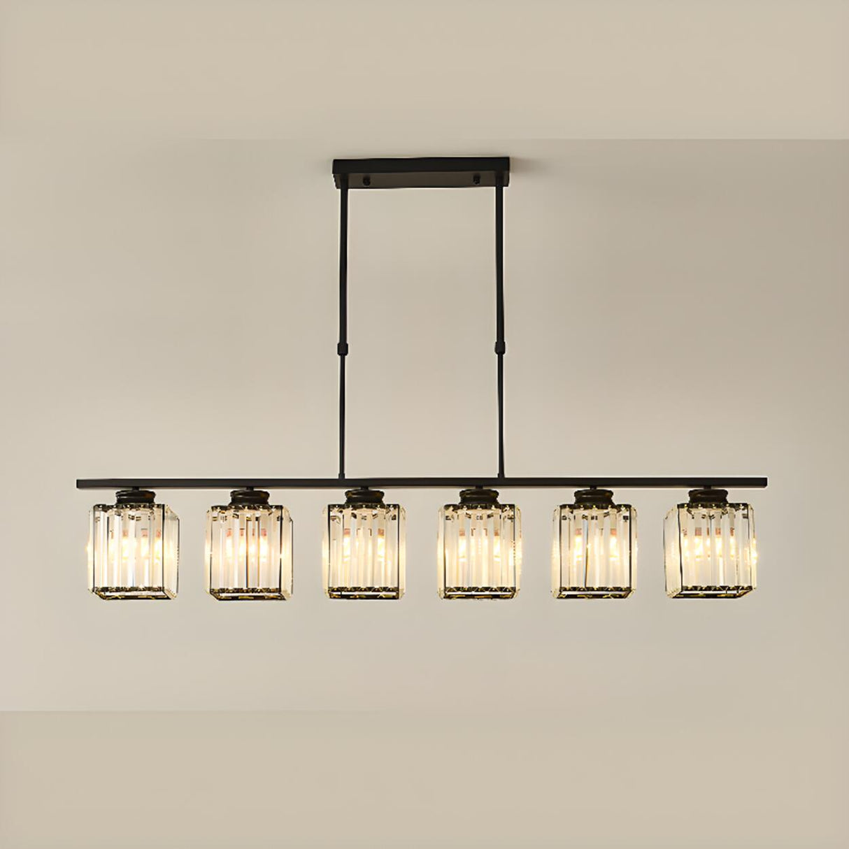 Adjustable Modern 6-Light Cylinder Island Pendant Light Image - 15