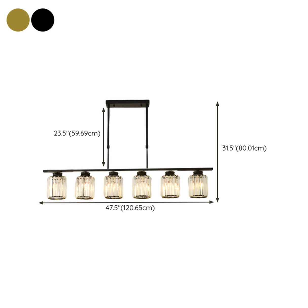 Adjustable Modern 6-Light Cylinder Island Pendant Light Image - 45