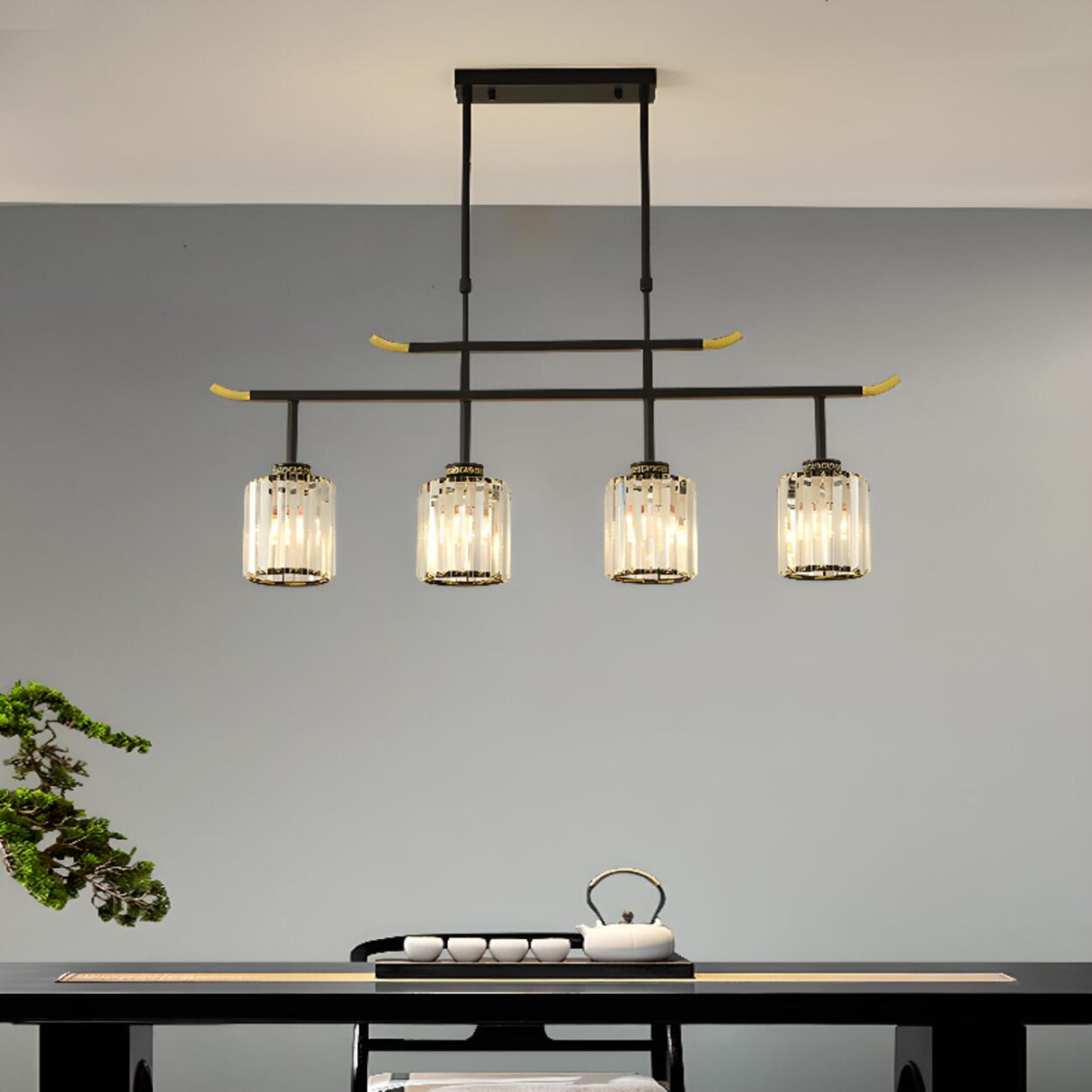 Adjustable Modern 6-Light Cylinder Island Pendant Light Image - 8