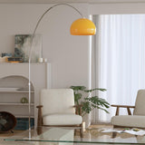 Adjustable Modern Amber Dome and Arched Floor Lamp Image - 1