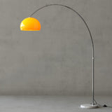 Adjustable Modern Amber Dome and Arched Floor Lamp Image - 2