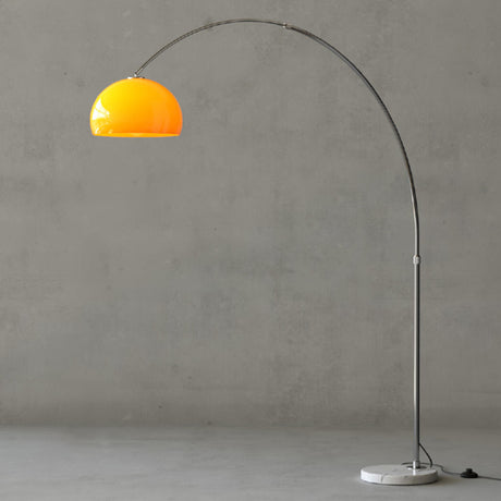 Adjustable Modern Amber Dome and Arched Floor Lamp Image - 2