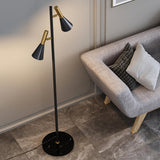 Adjustable Modern Black Cone 2-Light Floor Lamp Image - 11