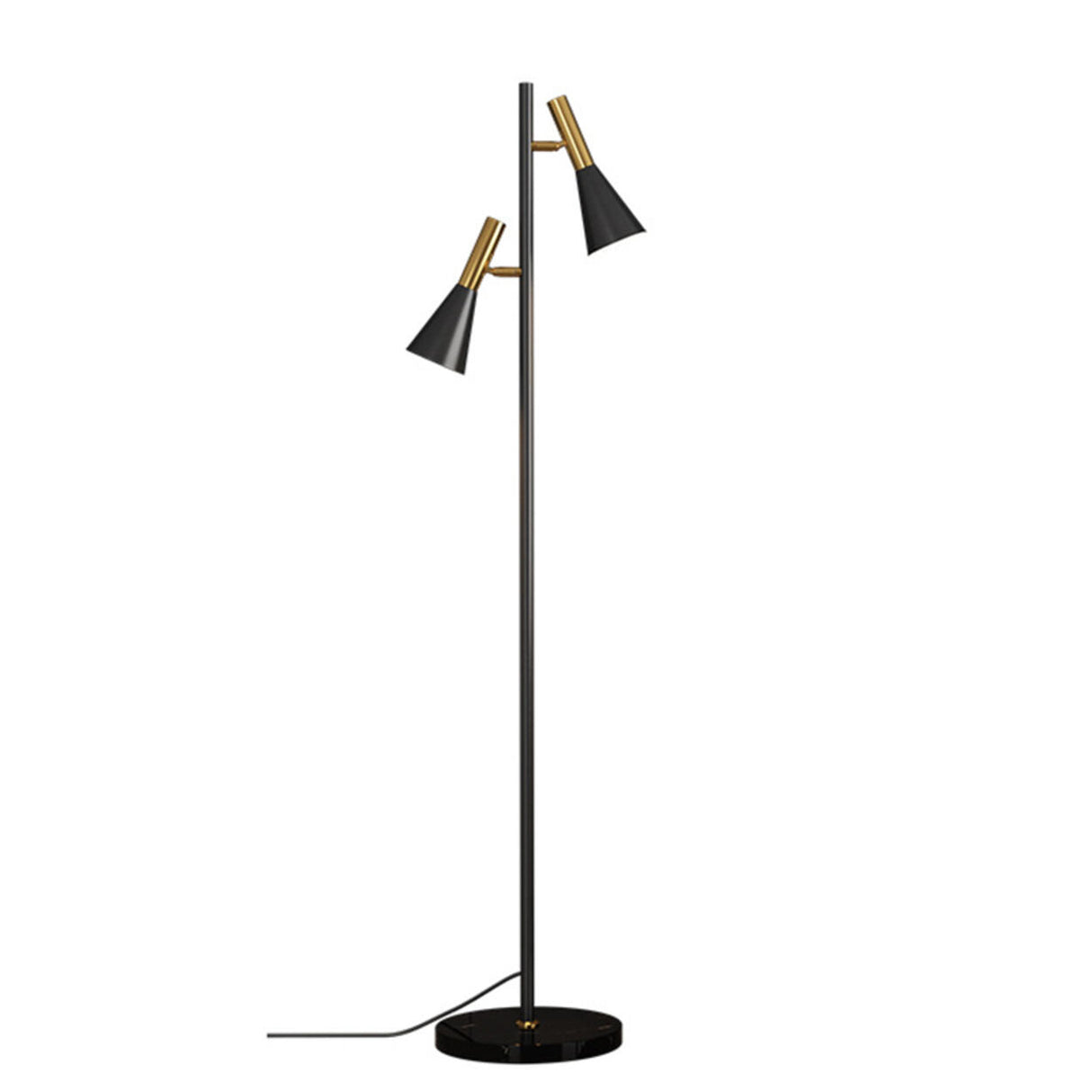 Adjustable Modern Black Cone 2-Light Floor Lamp Image - 7