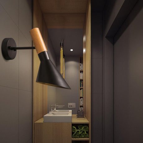 Adjustable Modern Black Cone Wall Sconce Image - 2