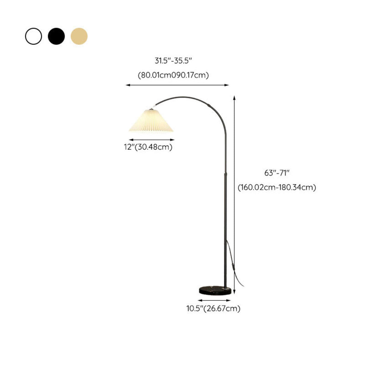 Adjustable Modern Black Dome Arched LED Floor Lamp 