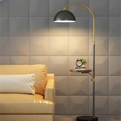 Adjustable Modern Dome Floor Lamp with Side Table Image - 1